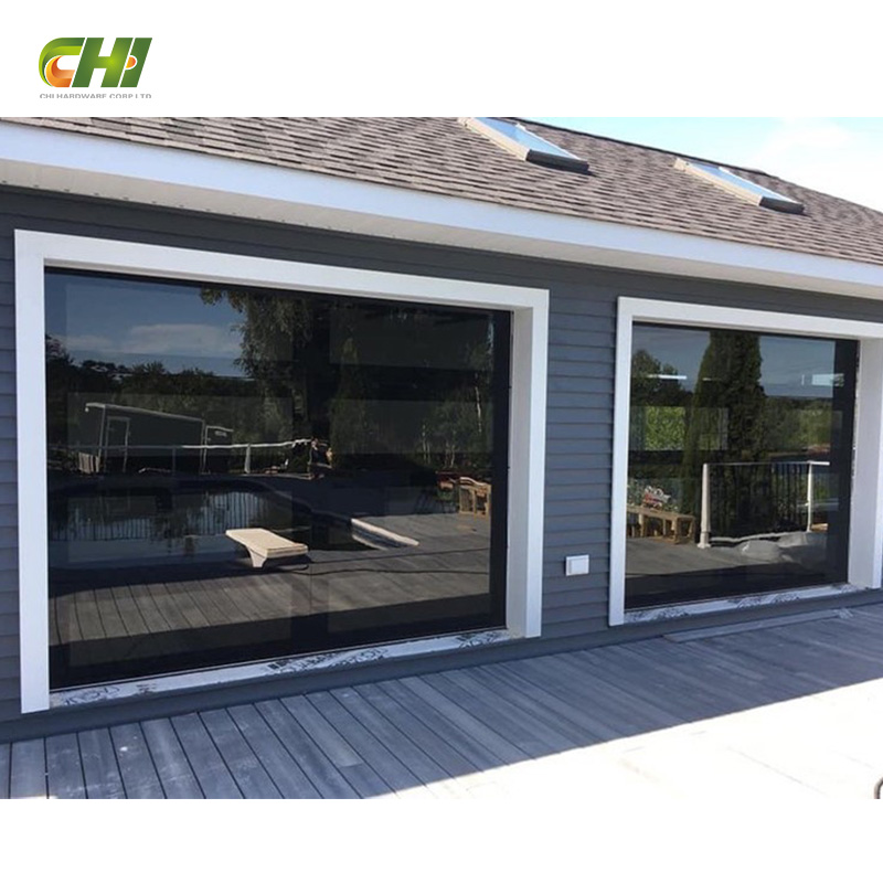 CHI Wholesale Automatic Full View Garage Door Aluminum Frameless 9x7 16x7 Double Insulated Glass Garage Doors For House
