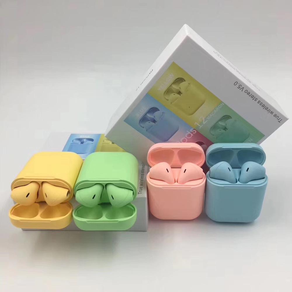 Матовые цветные наушники inpods 12, беспроводные наушники-вкладыши TWS с сенсорным управлением, наушники inpods12, Спортивная стереогарнитура 5,0, внутриканальные