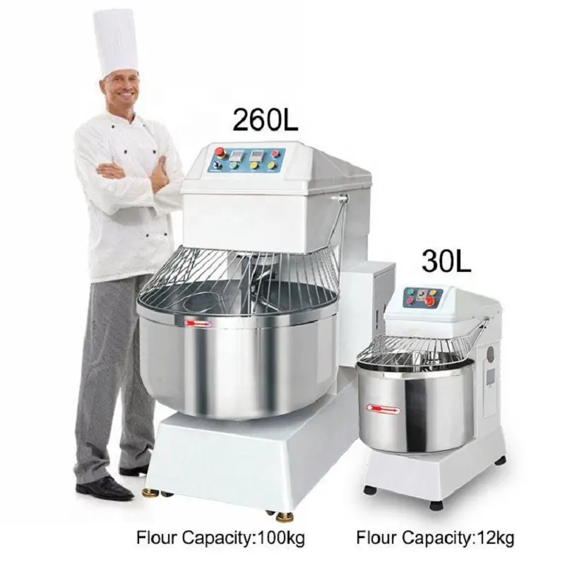Industrial Pizza Dough Bakery 20L 50L 80L 160L 260L Flour Mixer Machine Spiral Mixer Bread Dough Mixer
