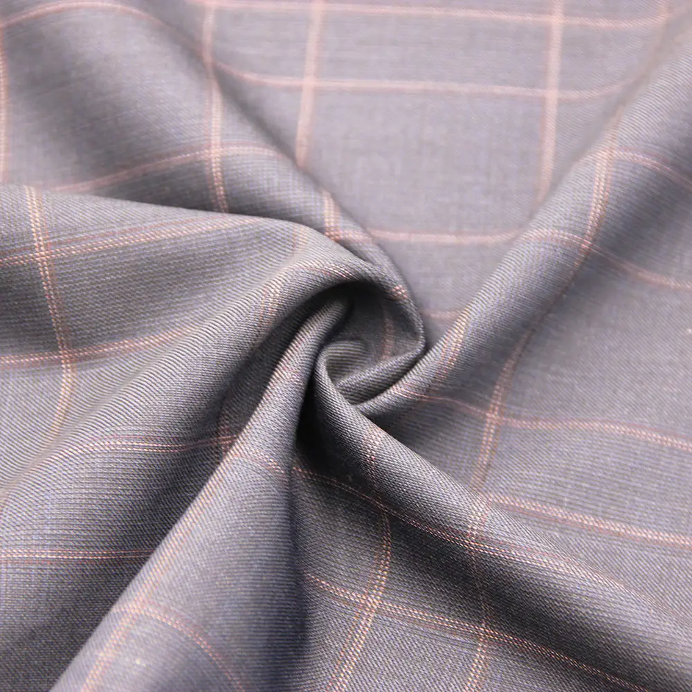 Super 130s worsted wool plaid fabric for men's jacket and suit 320g/m
