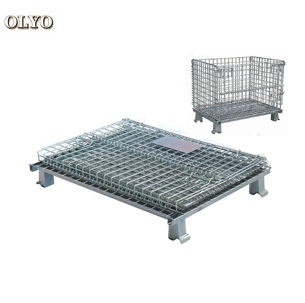 Heavy Duty Warehouse Galvanized Steel Wire Mesh Pallet Storage Containers