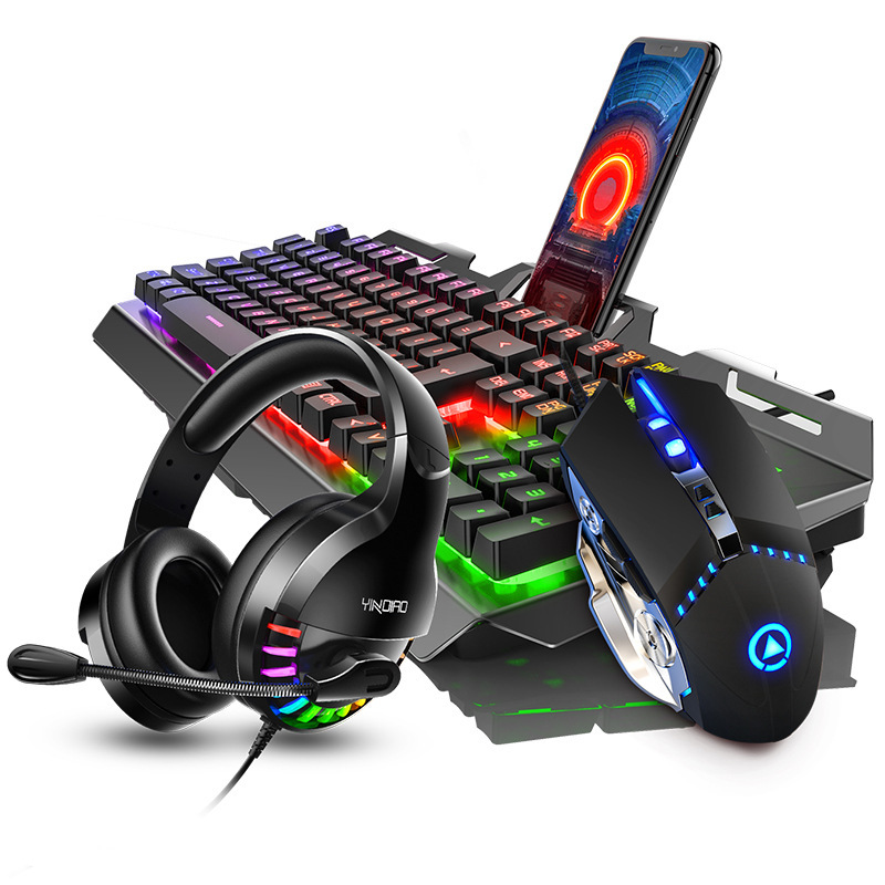 Клавиатура игровая мышь Механическая ощущения RGB LED подсветка геймерская клавиатура USB Проводная клавиатура мышь наушники гарнитура комбо