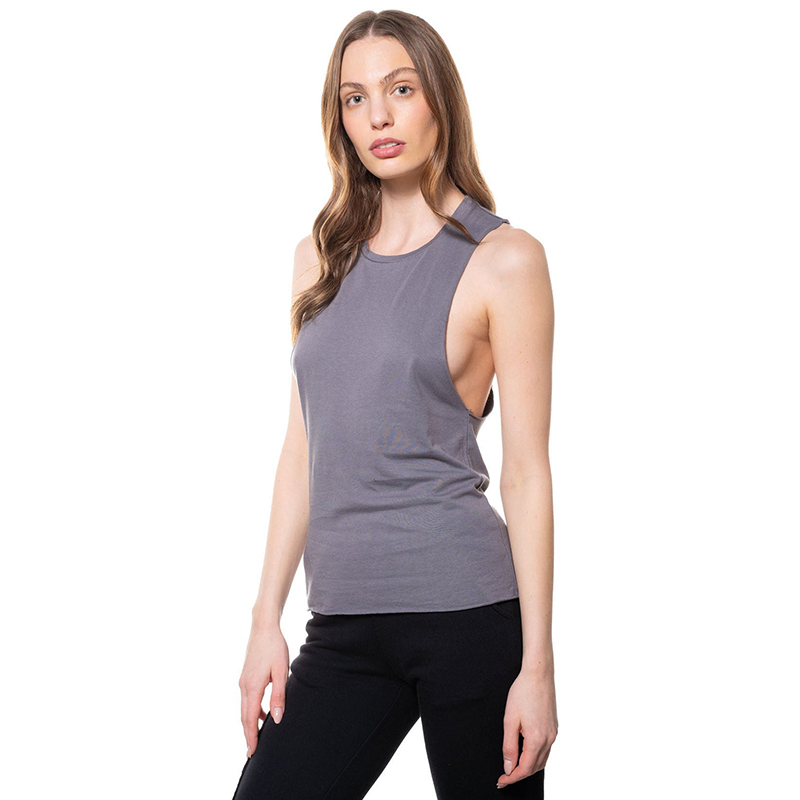 Relaxed Fit Bamboo Muscle Tank Featuring Raw Edge Hemline, Armholes, and 1/2 Inch Neck Band Made From Soft Bamboo Jersey Fabrics