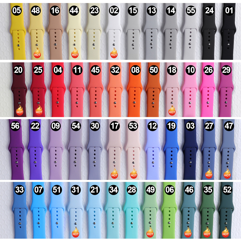 Ремешок силиконовый для Apple Watch Band Series 8 7 6 5 4 38 40 41 42 44 45 мм
