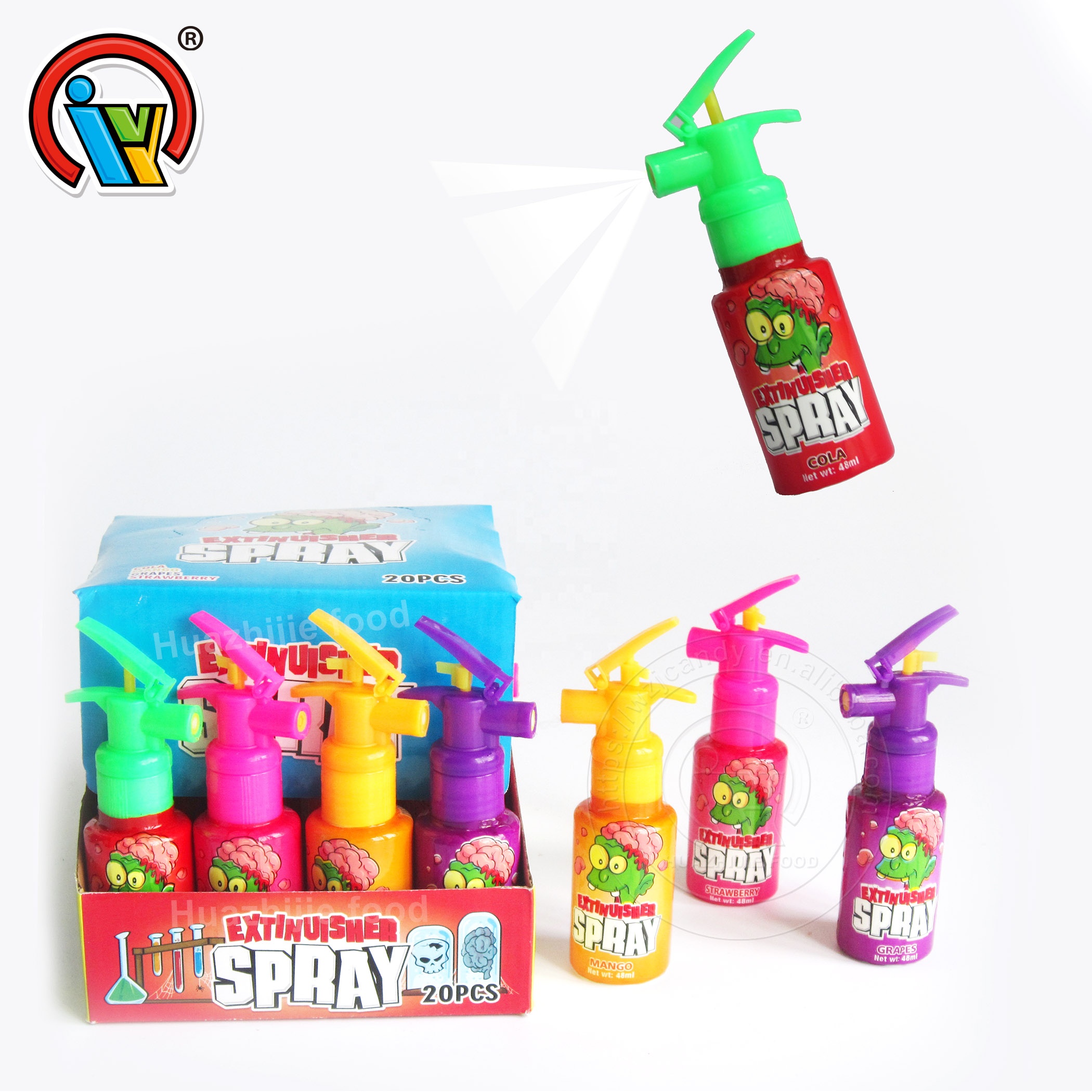 OEM Factory price 20g fruity fire extinguisher shape sour sweet liquid spray candy