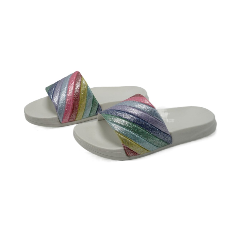 kid open toe slide sandal upper with strip lines embossing clog shoes kids