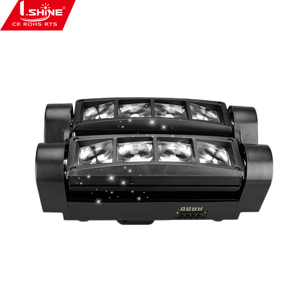Светодио дный Мини Паук софит RGBW 8x3 Вт DMX 512 двойной подметальный импульсный стробоскопический эффект движущаяся головка