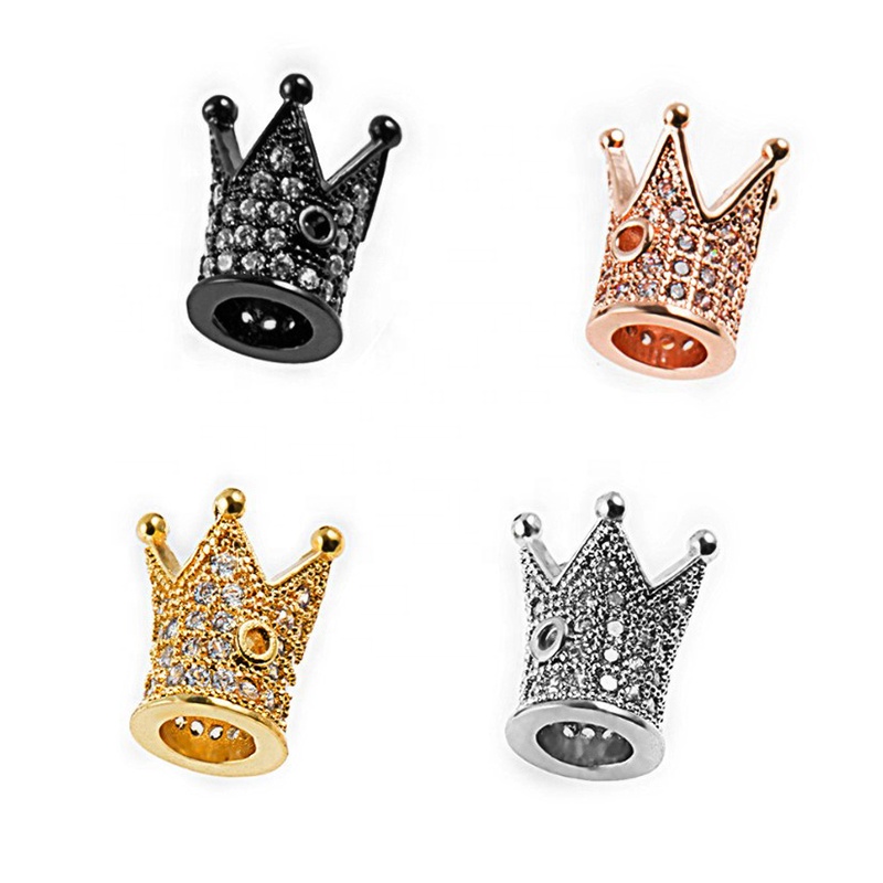Талисманы Бусины Корона, микро проложить Ясно CZ Royal Crown Бусины Fit для мужчин браслет женщин изготовление Spacer Бусины (MPB037)
