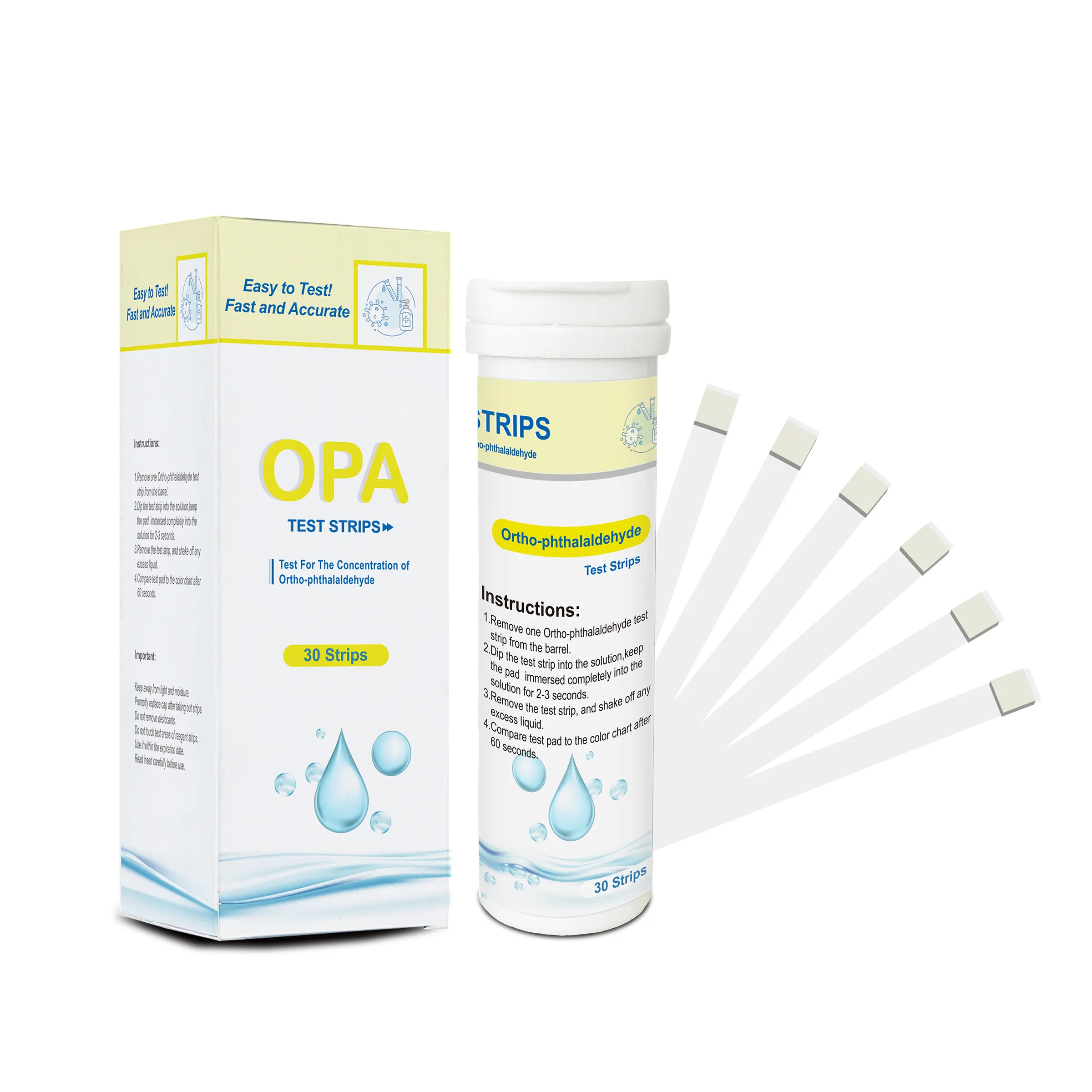 OPA Test Strips, Water Quality Testing Kit for Concentration of Ortho-phthalaldehyde