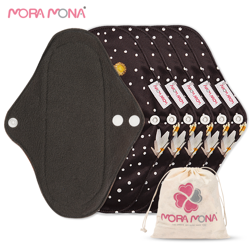 Женские менструальные прокладки Moramona Mini, 20,5*15 см, беззаботные, моющиеся, зеленые, бамбуковые, угольные, многоразовые гигиенические прокладки