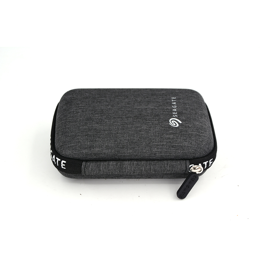 Black Snowy Fabric Material EVA Hard Drive Case With Zipper Closure Fashion Design EVA Foam Case For HDD