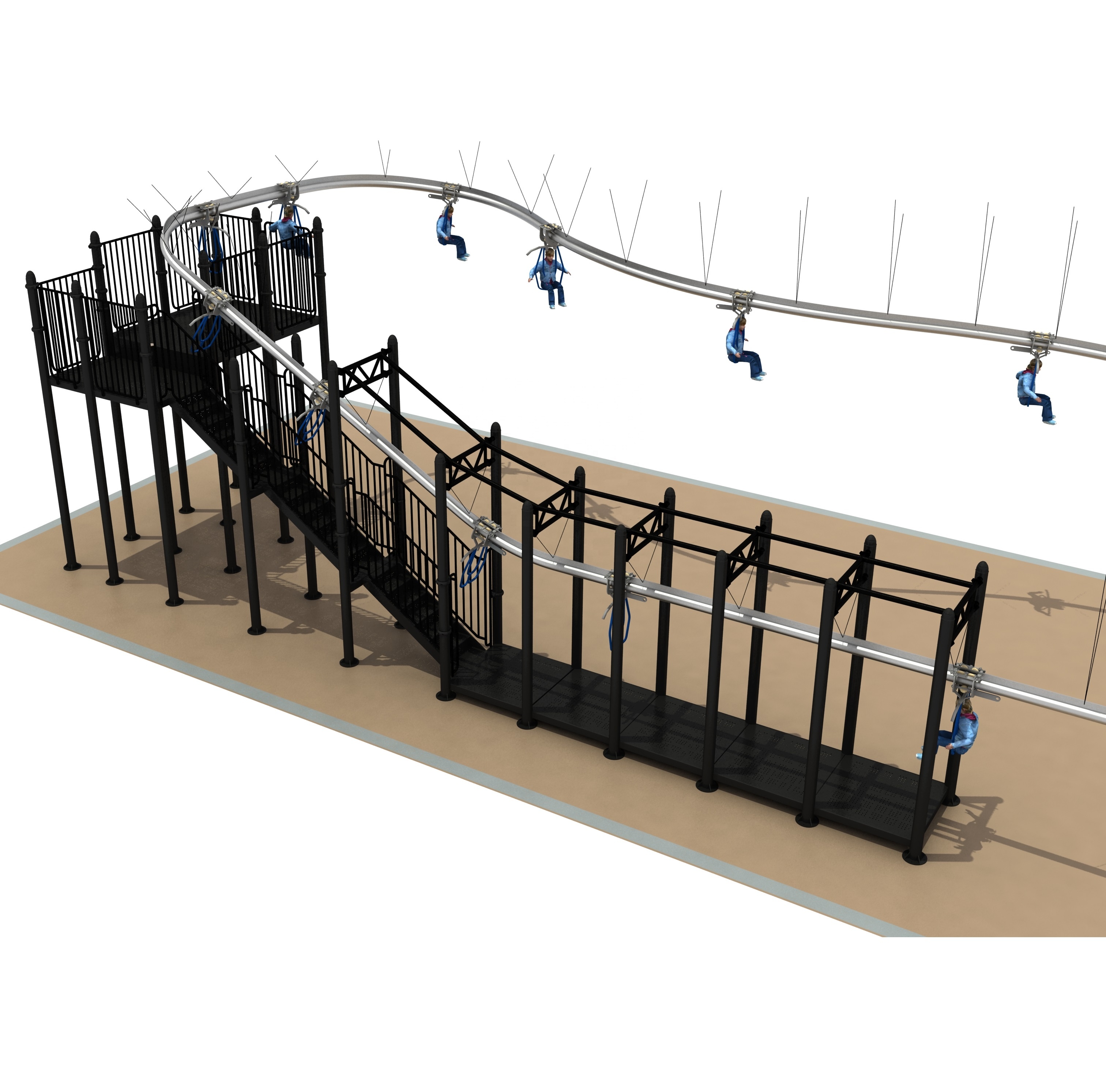 Adventure Equipment Customized Indoor Game Air Roller Coaster Zip Line For Amusement Park