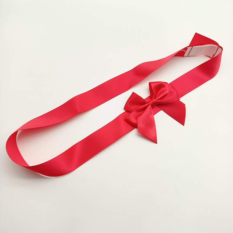 Custom Red Christmas bow tie Premade Gift box bow Pretied Satin Gift Ribbon bows with elastic band loop