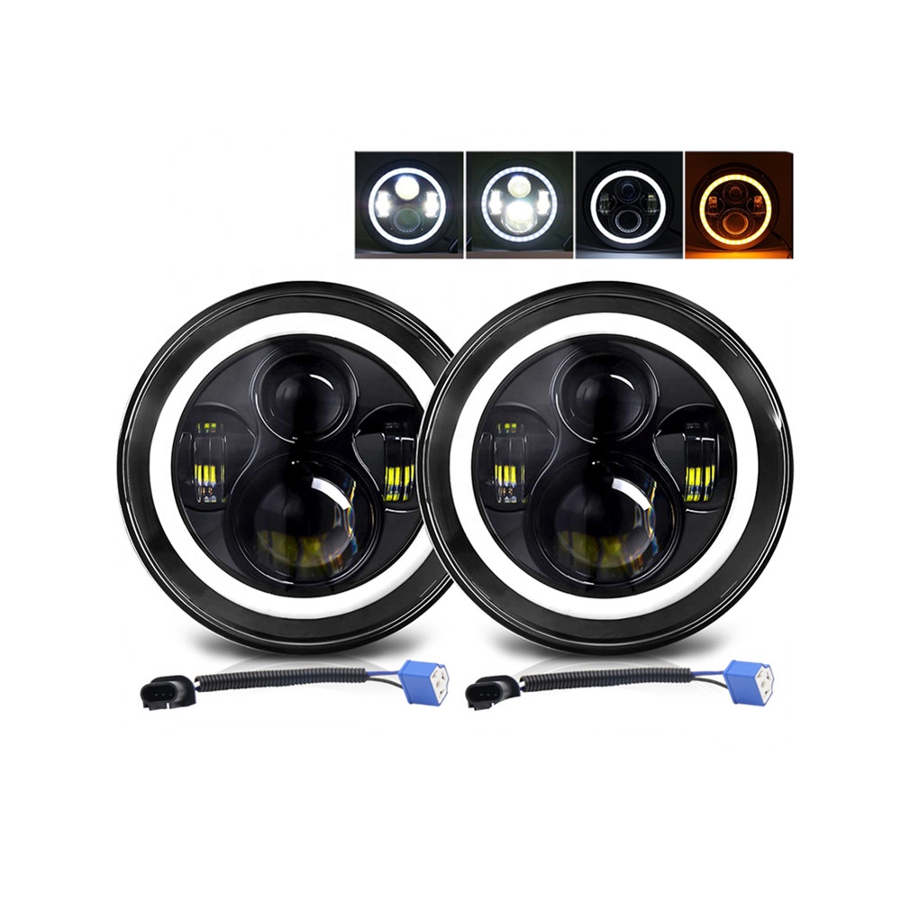 2 шт. 100 Вт 7 дюймов 4x4 светодиода RGB IP67 сигнал поворота для грузовика внедорожника светодиодная фара DRL светодиодные фары с янтарным лужением