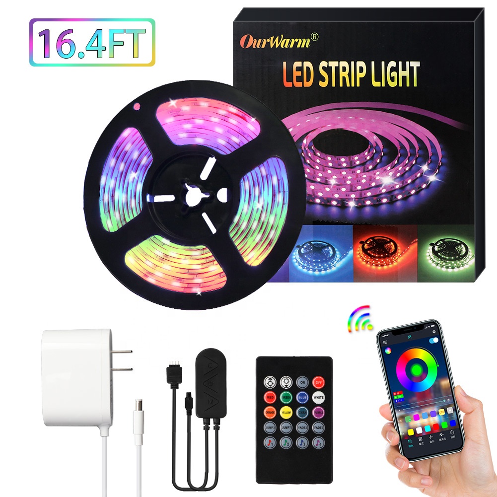 Светодиодная лента OurWarm, 5050 футов SMD RGB, комплект светодиодных лент, меняющие цвет, с ИК-пультом дистанционного управления