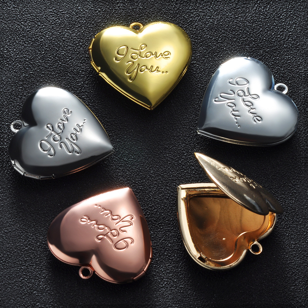 Stainless and Brass Engrave I Love You The Heart Locket Pendant Necklace For Women Children Jewelry