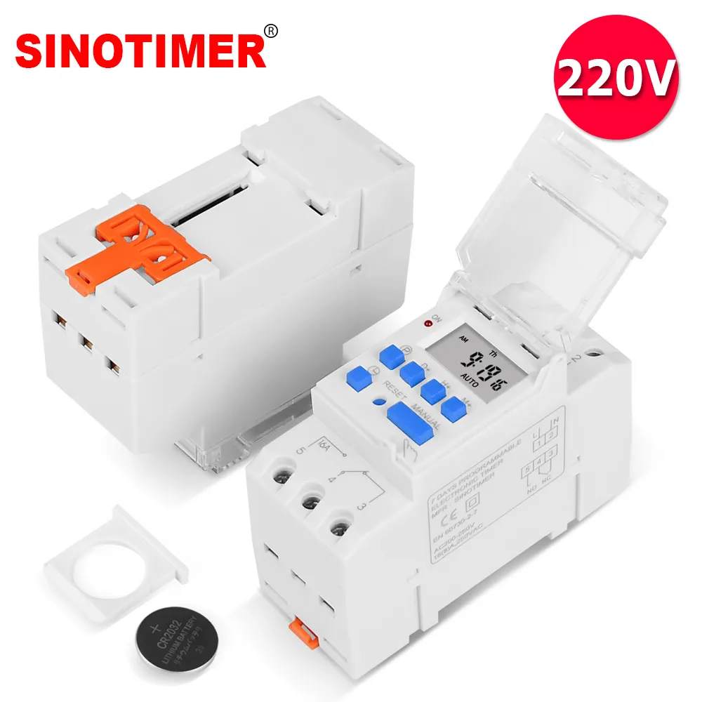 SINOTIMER Brand Electronic Weekly 7 Days Programmable Digital Time Switch Relay Timer Control AC 220V 230V 16A Din Rail Mount