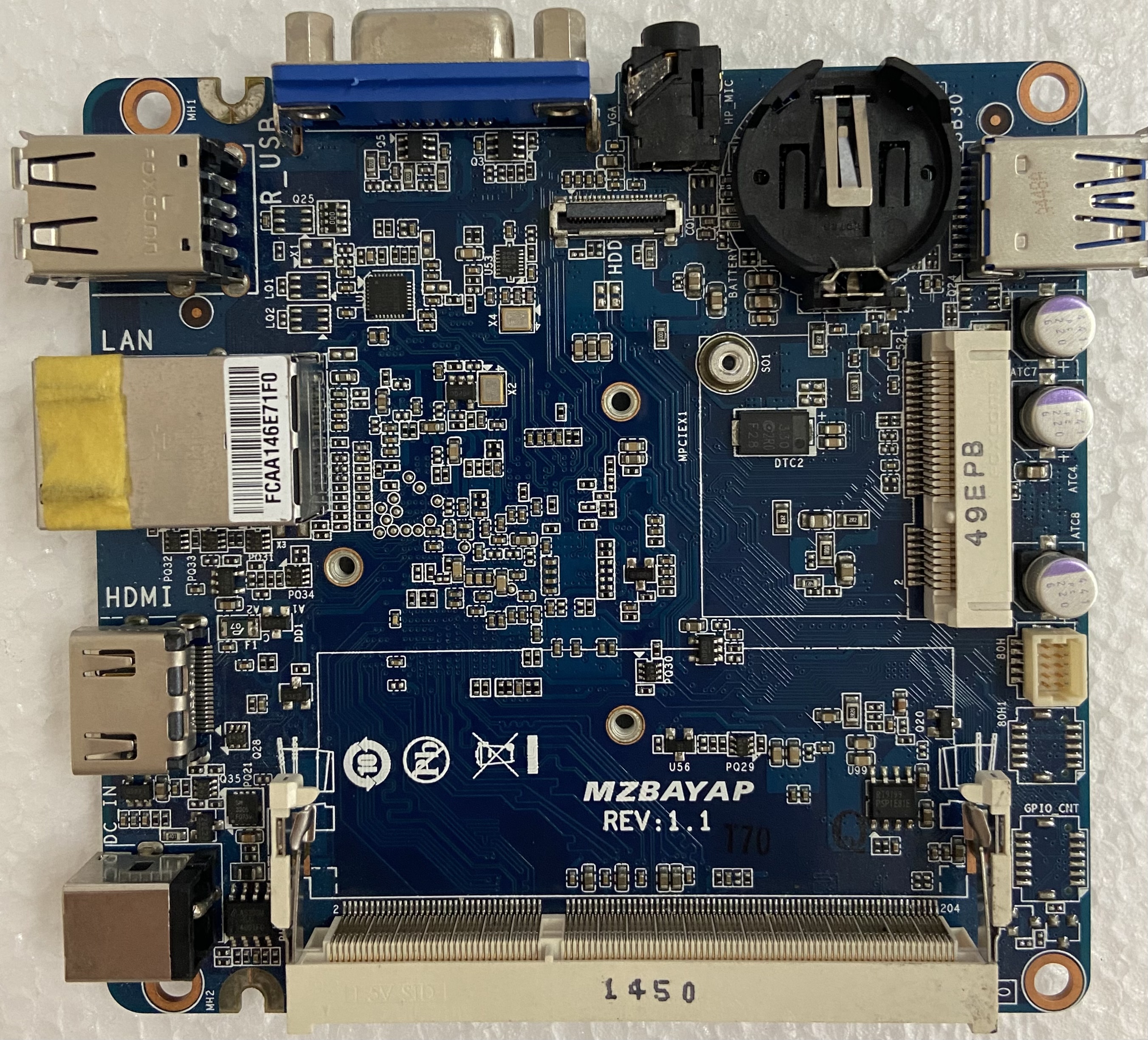 Gigabyte MZBAYAP MINI-ITX, Встроенная мини-плата N2807CPU ITX, Встроенная Материнская плата