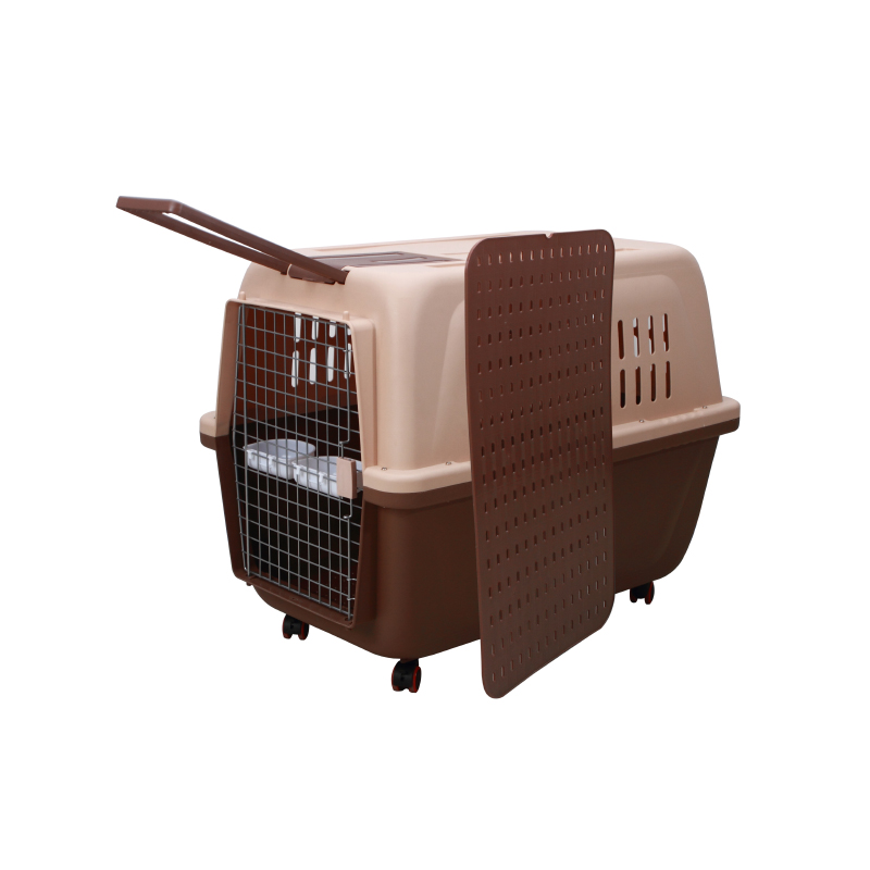 High Quality Ventilation Airlines Approved Plastic Cat Dog Carrier Travel Trolley Outdoor Cage Pet Air Shipping Box