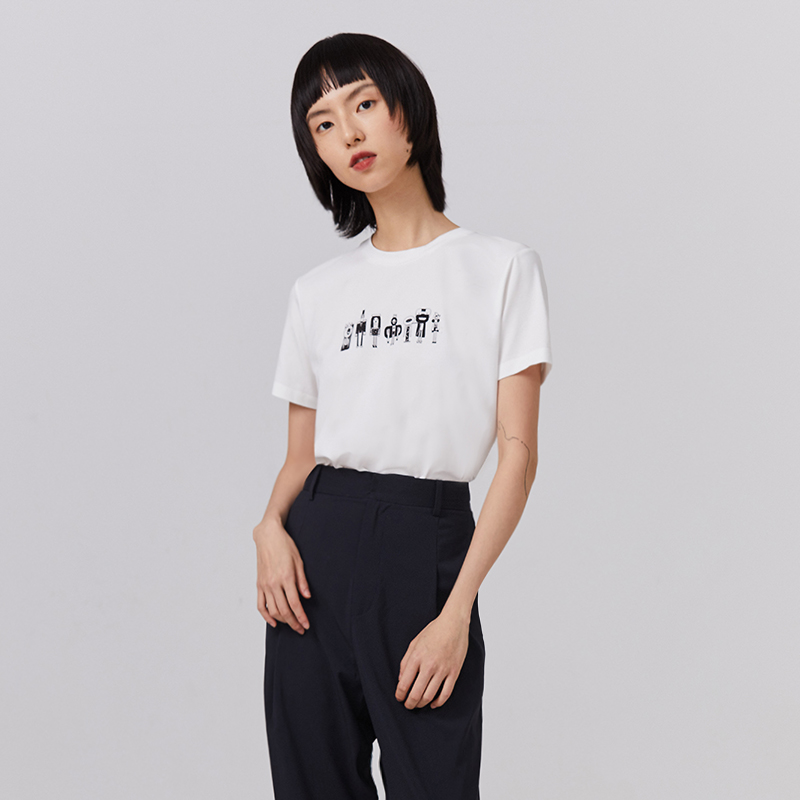 plus size t-shirts Naivee's new fashion illustrations print white cotton casual oversize t-shirt plus size women t-shirts ladies tops