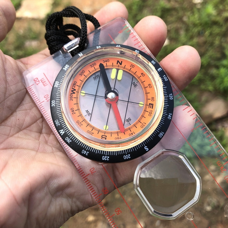 Mini Outdoor Survival Pocket Compass Ruler Compass Camping Map Compass
