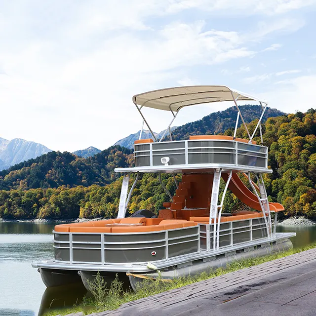 2022 Kinlife Luxury 11m Pontoon Boat Commercial Passenger Boats With Welded Aluminum Floor