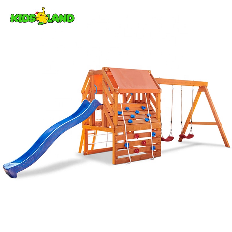 Cute Squirrel Play Center Wooden Outdoor Playground Climbing Frame Slide Kids Swing Set for Children