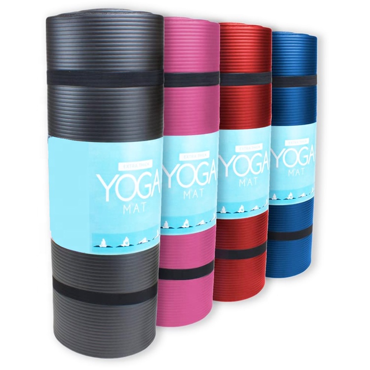 Factory wholesale non-slip eco friendly exercise natural marked extra thick fitness NBR Yoga Mat with strap