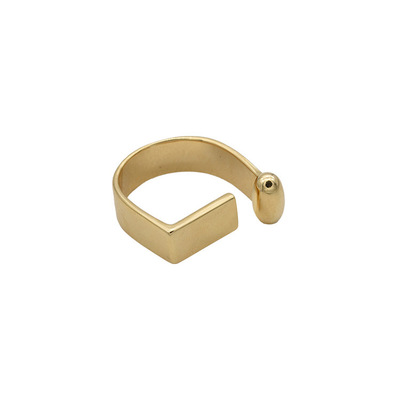 Personalized Gold Plated D Shape Open Finger Ring Irregular Geometric Open Ring For Girl