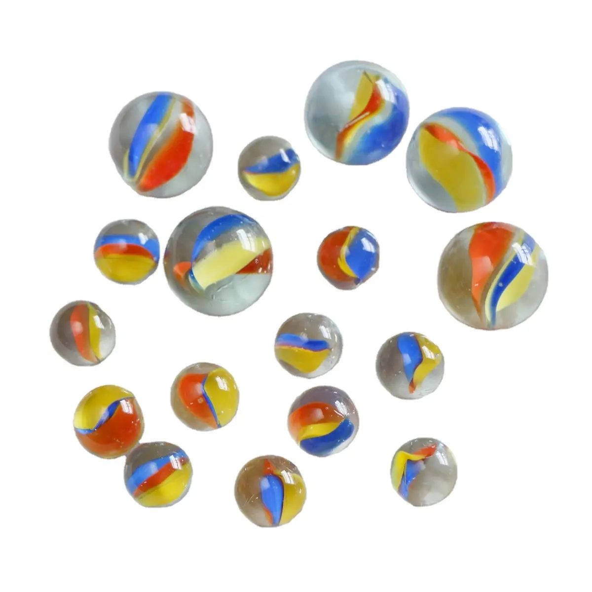 Cheap14mm 16mm 25mm toy glass ball marbles with petal design for kid's playing and DIY ornament