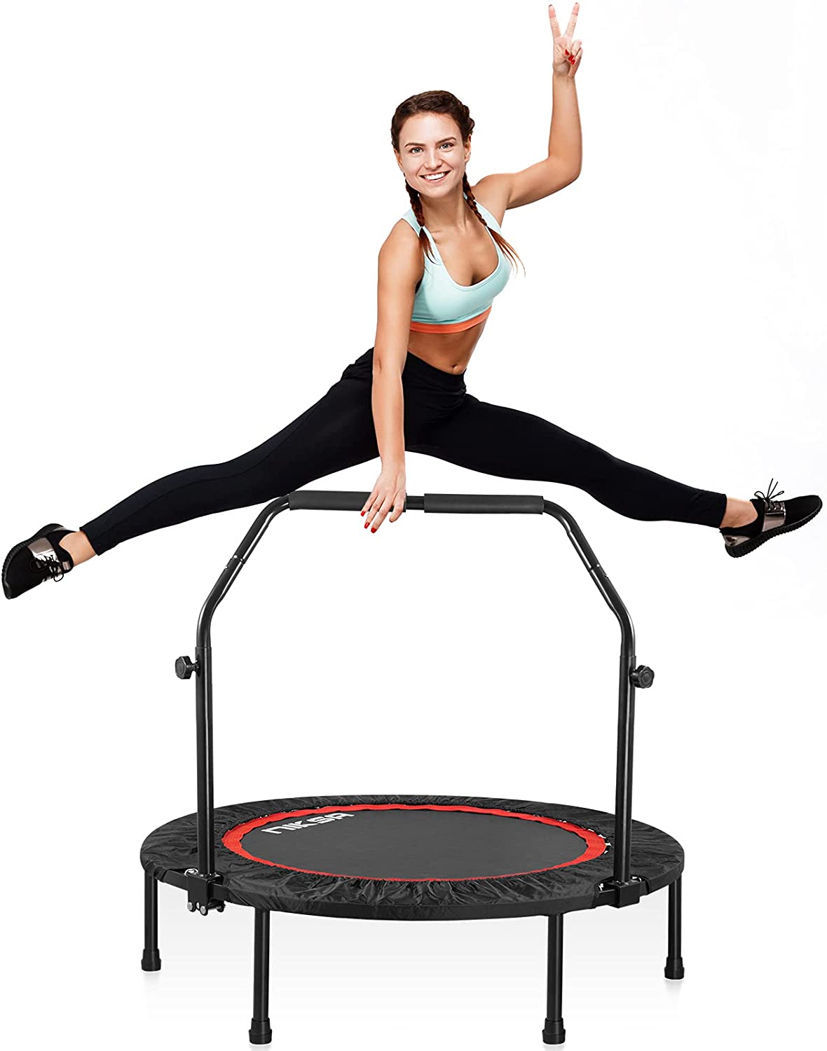 40 "складной мини-батут для детей фитнес Rebounder с регулируемым пены ручки Крытый Складной батут для детей и взрослых