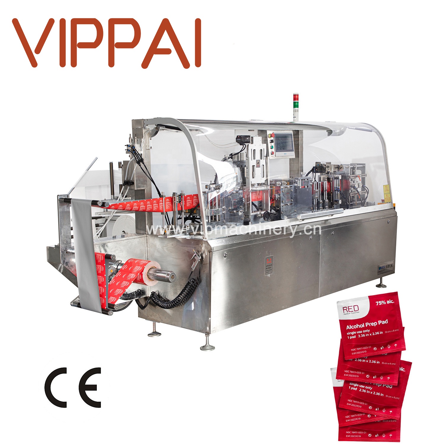VIPPAI Factory низкая цена четырехстороннее запечатывание 1 шт. Саше влажные салфетки упаковочная машина с GMC