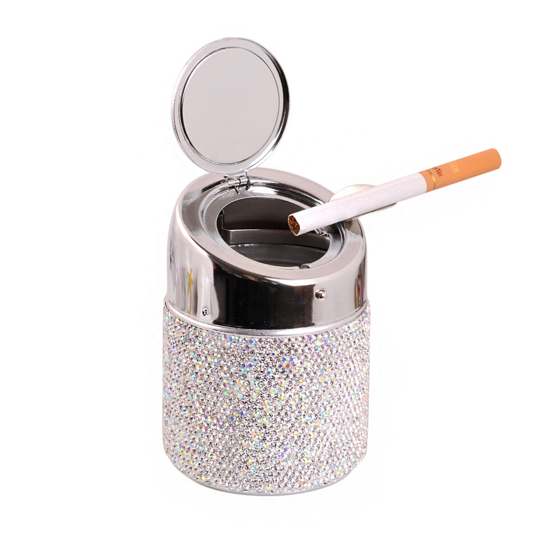 Luxury Crystal Rhinestones Cup Holder Metal Bling Ashtray