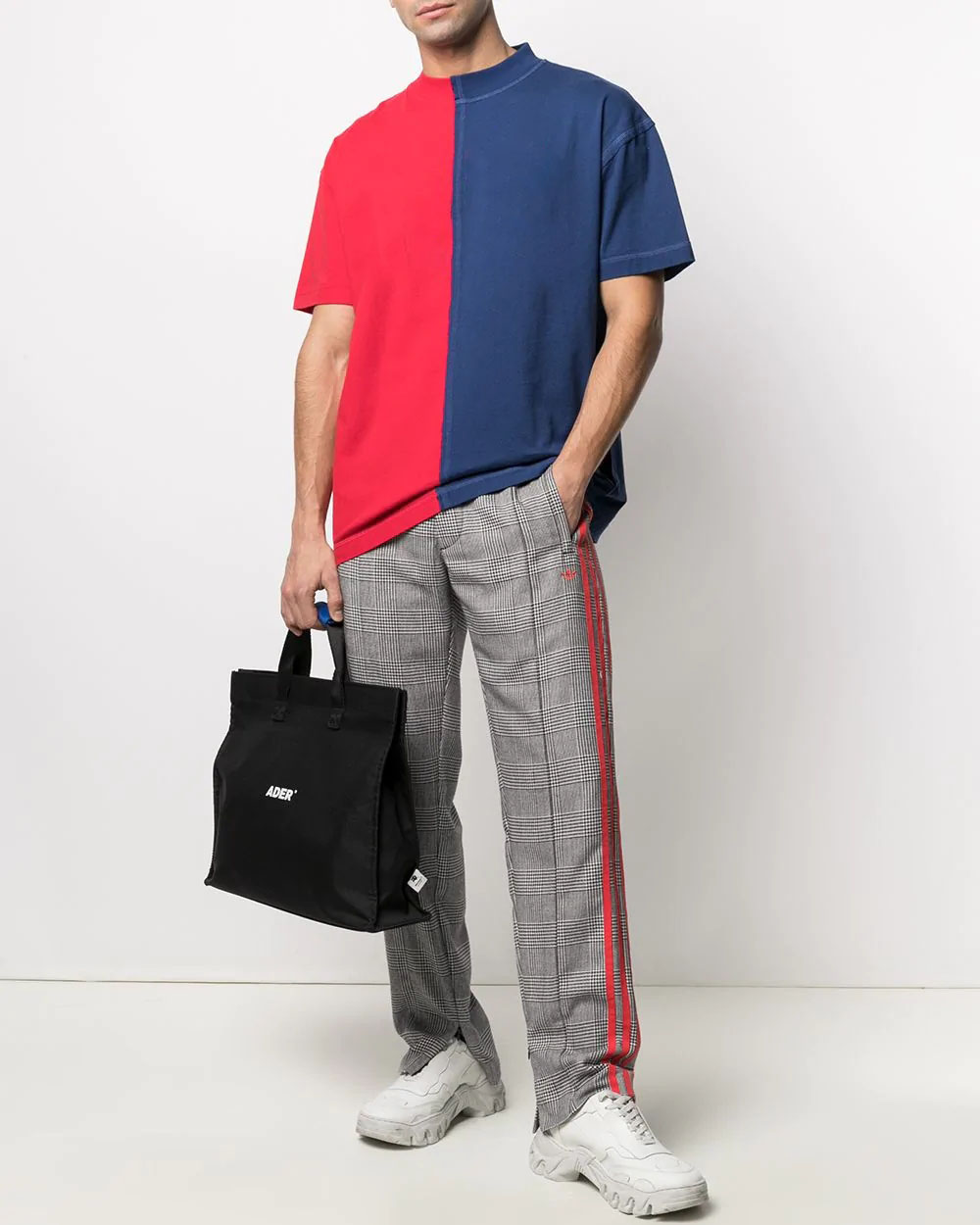 Los Angeles Color Block Mercerized cotton 3.5cm Turtle neck Embroidery tees heavy Men's t shirt