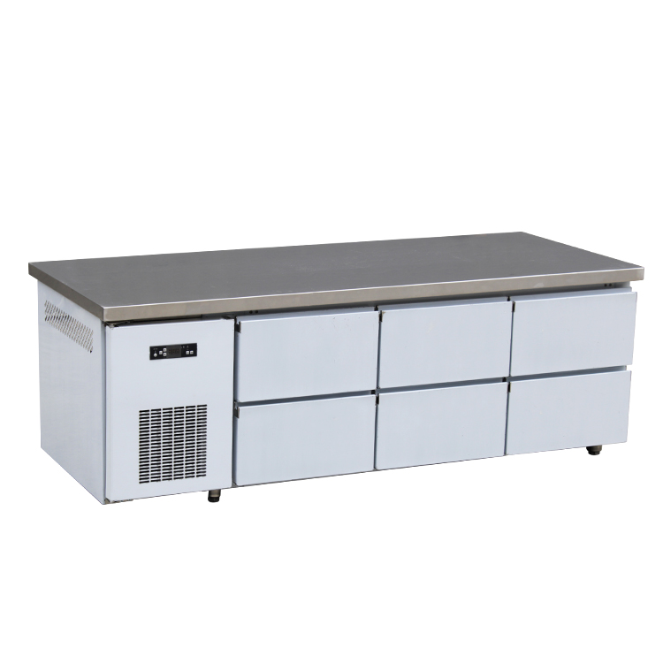 Work Bench Counter Table Top 6 door undercounter commercial drawer refrigerator freezer for hotel restaurant