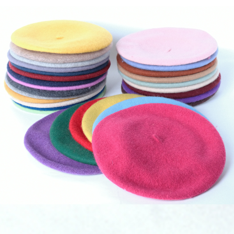 Custom Logo Multi Color Comfortable Wool French Beanie Beret Hat for Women