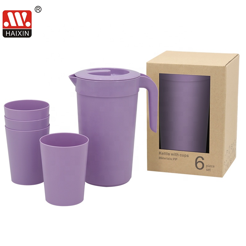 1.8L Sale kitchen usage Plastic cold Water Kettle set with 500ml 4pcs cups