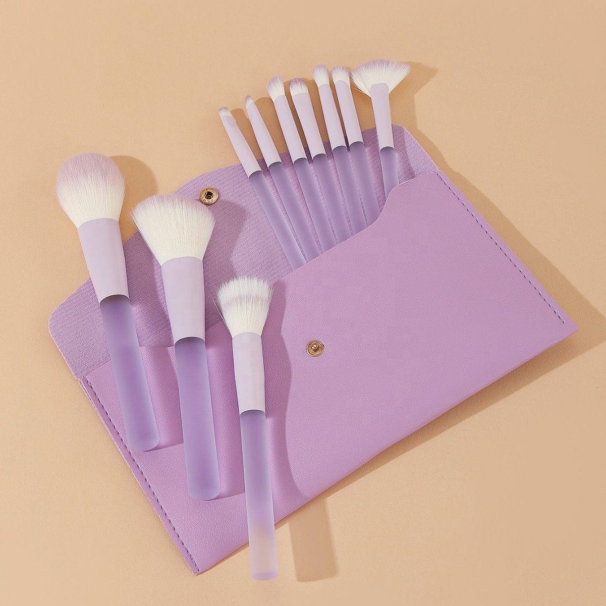 10PCS Special New Shape Innovative Beautiful Cruelty Free Fluffy Purple Synthetic Cute Vegan Wholesale Brush Makeup
