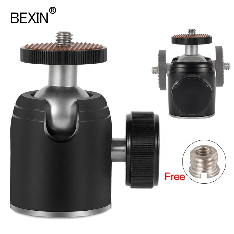 BEXIN tripod accessories 360 degree swivel metal mini small ball head tripod mount adapter head for monopod light flash stand
