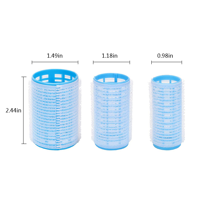 Hairdressing DIY Tools 1.49" 1.18" 0.98" Small Medium Laege Self Grip Holding Roller Set 12Pcs Nylon Curl Plastic Hair Rollers