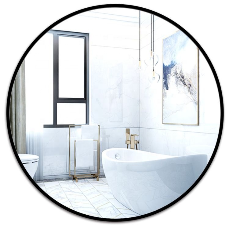 Modern Minimalist Style Round Decorative Metal Framed Wall Mirror For Bathroom