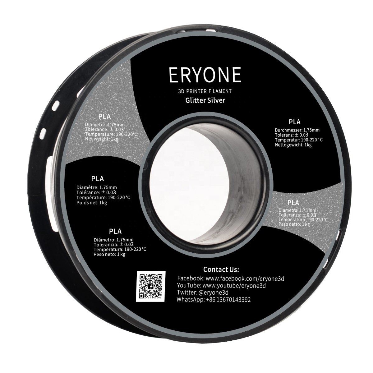 ERYONE Hot Sale pla 3d printer filament 1.75mm 3d printer pla filament glitter pla filament