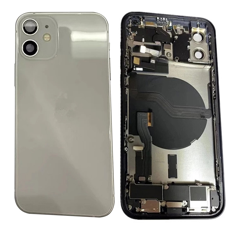 Чехол для мобильного телефона Iphone 12 pro max, полноразмерная средняя рамка с логотипом, комплекты гибких деталей, стеклянная сменная задняя крышка корпуса