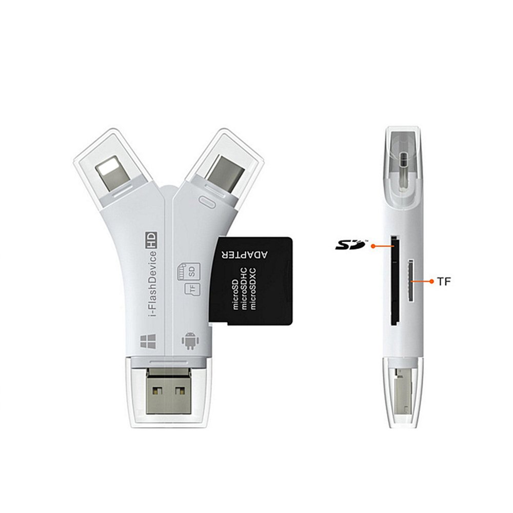 Осветительное устройство для чтения карт SD TF кабель-Переходник USB C на MicroUSB мульти картридеры 4in1 Type-C USB Флеш накопитель для Iphone 7, 8, 11 X XR MAX