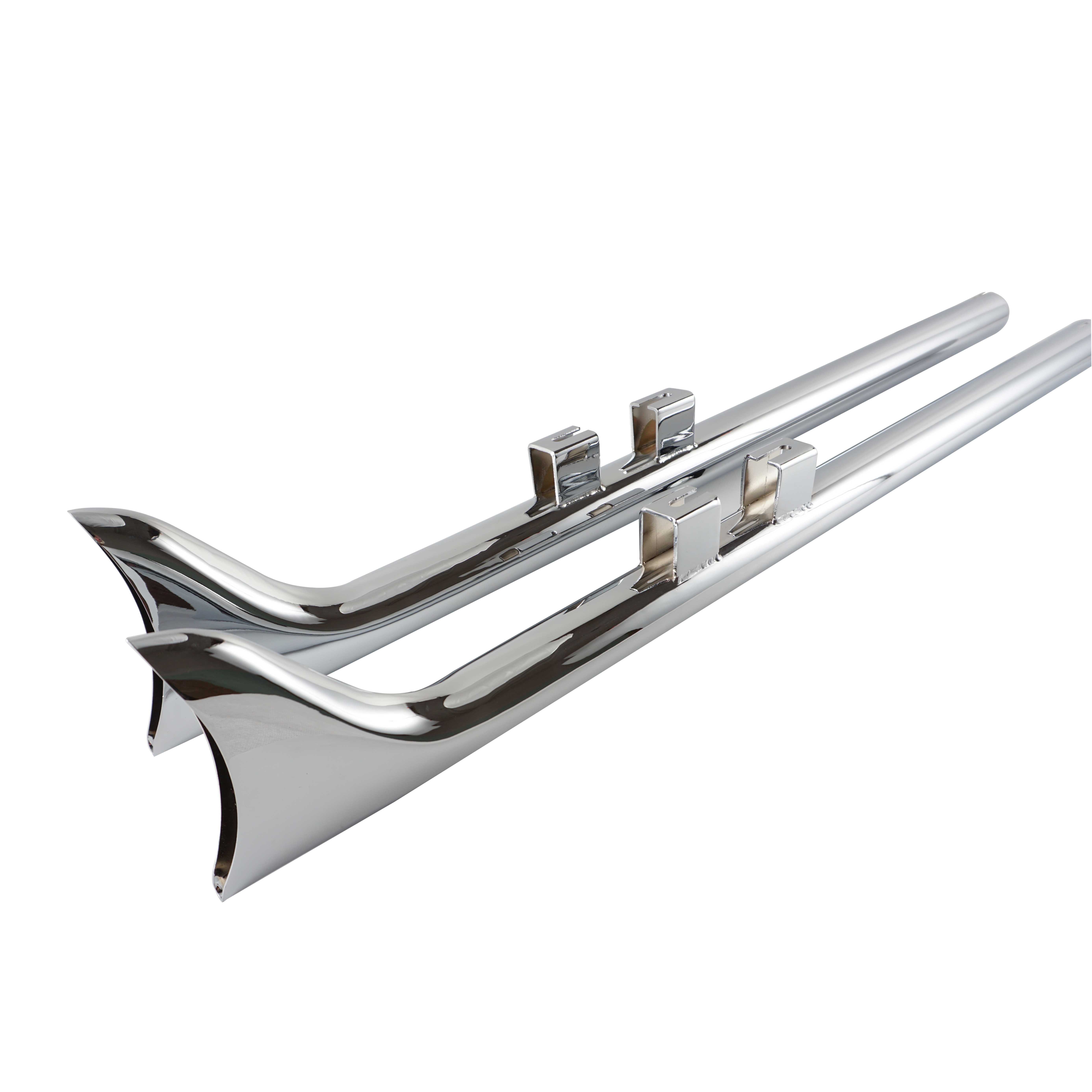 Fishtail Slip on Mufflers for 1995-2016 Harley Touring Exhaust with Triple-layered Chrome