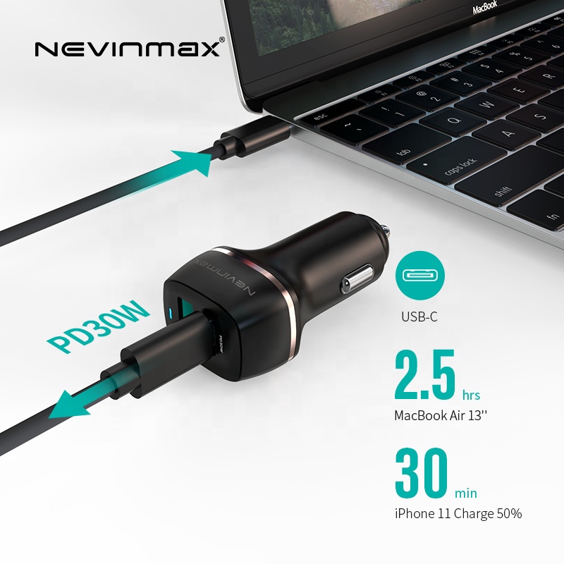 2020 новые трендовые высокой мощности PD30W USB Автомобильное зарядное устройство со светодиодной подсветкой мини зарядное устройство для автомобиля с двумя портами USB