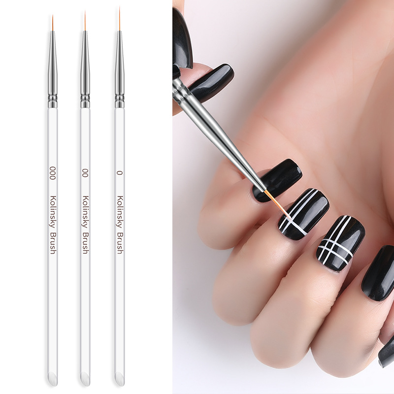 Nail Art 3 шт. акриловый прозрачный ручка ультратонкая колонковый волос набор кистей для обучения нанесению акрила ногтей линии