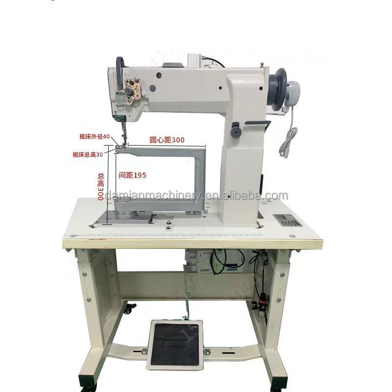 360 degree rotary post bed sewing long arm sewing machine for leather bag