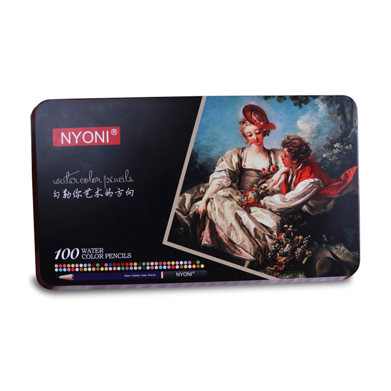 NYONI-N28 профессиональное искусство Стандартный акварель водорастворимый цвет цветной карандаш набор для рисования, украшенное мозаикой из драгоценных камней, 12/24/36/48/72/100 цвета