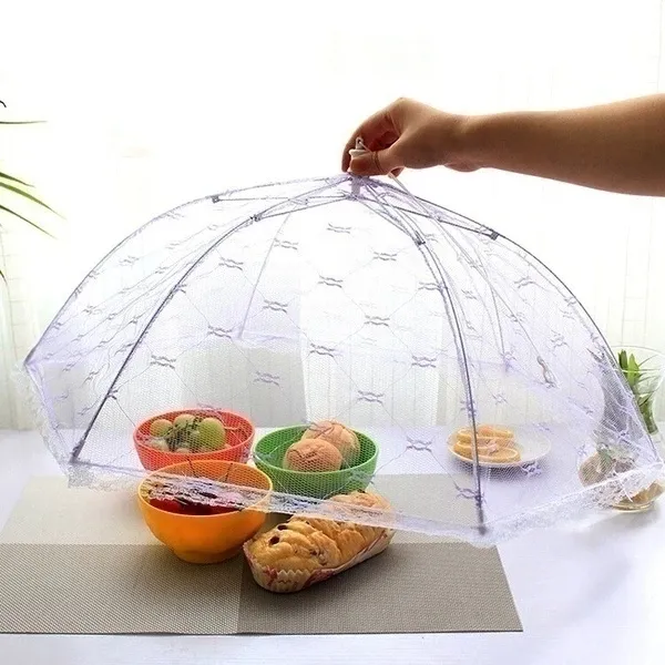 Portable Umbrella Style Food Cover Anti Mosquito Meal Cover Lace Table Home Using Food Cover Kitchen Gadgets Cooking Tools